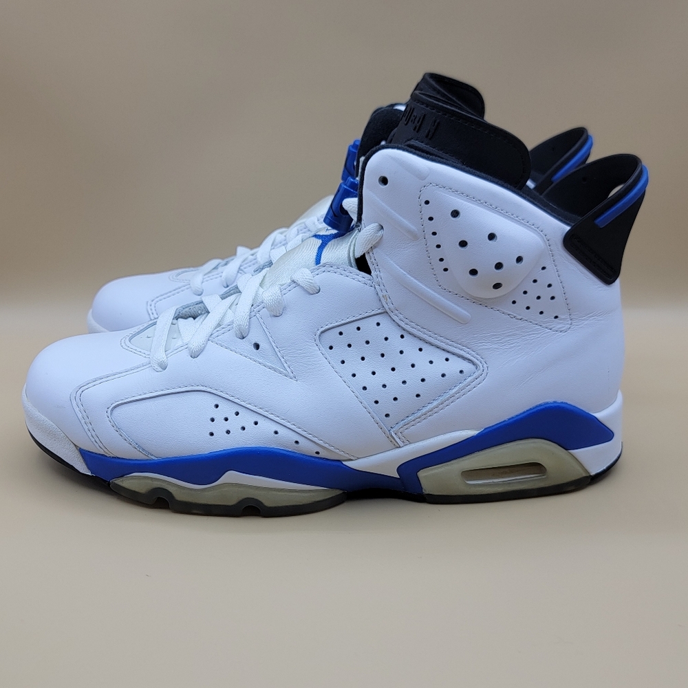 Nike Air Jordan 6 Retro Sports Blue 2014 Men's Shoes Size 9 White Blue Black